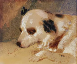 Hundekopf by Johann Matthias Ranftl Oil Painting