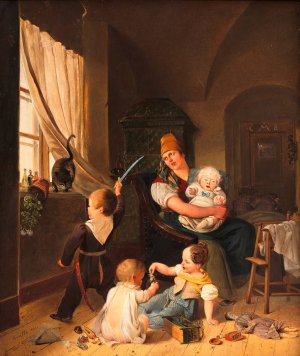 In der Kinderstube by Johann Matthias Ranftl Oil Painting