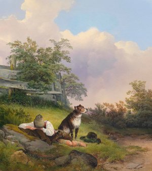 Schlafender junger Mann by Johann Matthias Ranftl Oil Painting