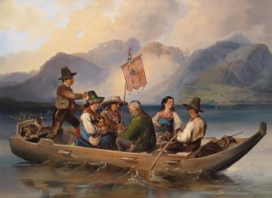 Uberfahrt am Wolfgangsee by Johann Matthias Ranftl Oil Painting