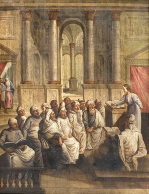 Der zwOlfjahrige Jesus im Tempel by Johann Matthias Wurzer Oil Painting