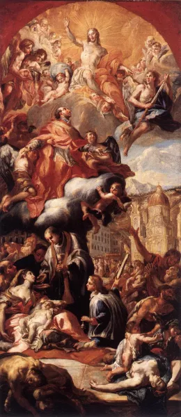 Apotheosis of St Charles Borromeo by Johann Michael Rottmayr Oil Painting