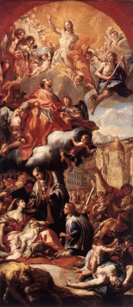 Apotheosis of St Charles Borromeo by Johann Michael Rottmayr - Oil Painting Reproduction