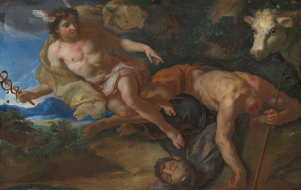 Main Product Photo of Mercury rescues the disguised Io after beheading Argus  Painting by Johann Michael Rottmayr