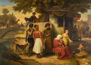 Outside the gates of smyrna by Johann Michael Wittmer Oil Painting