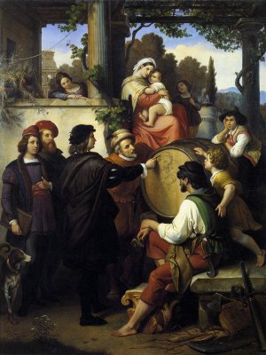 Raphael's First Sketch of the 'Madonna della Sedia' by Johann Michael Wittmer Oil Painting