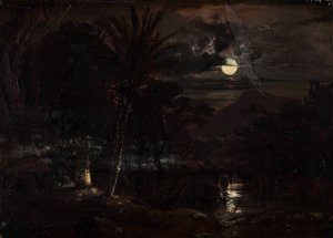 Papyri On The Anapo River At Siracusa by Johann Moritz Rugendas Oil Painting