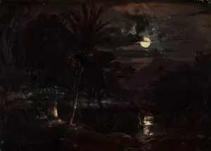 Papyri On The Anapo River At Siracusa by Johann Moritz Rugendas Oil Painting