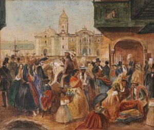 Study for Lima's Main Square by Johann Moritz Rugendas Oil Painting