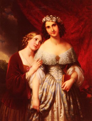 Die Madchen by Johann-Nepomuk Ender Oil Painting