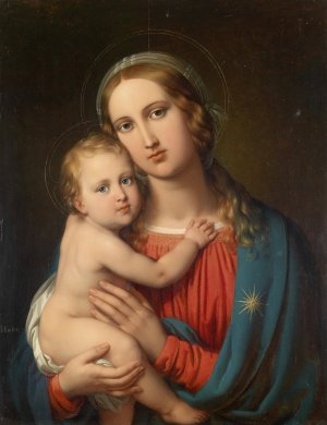Madonna And Child by Johann Nepomuk Ender Oil Painting