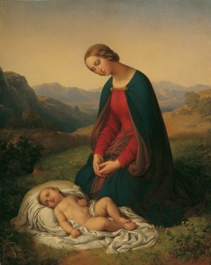 Maria, das Kind anbetend by Johann Nepomuk Ender Oil Painting