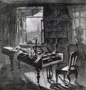 Beethoven's Room by Johann Nepomuk Hoechle - Oil Painting Reproduction