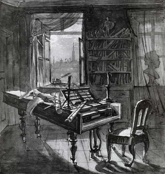 Main Product Photo of Beethoven's Room Painting by Johann Nepomuk Hoechle
