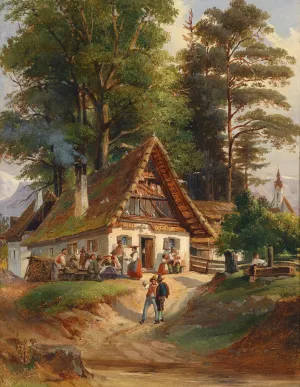 Dorfschenke by Johann Nepomuk Passini Oil Painting