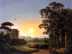 Ideal Landscape: Evening by Johann Nepomuk Schoedlberger - Oil Painting Reproduction
