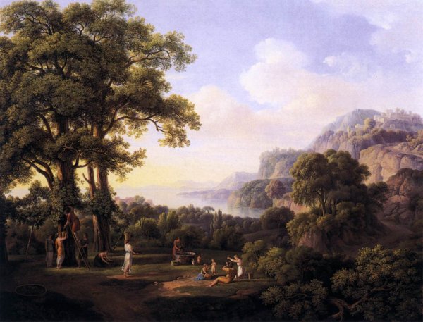Ideal Landscape: Morning by Johann Nepomuk Schoedlberger - Hand-Painted Oil Painting Reproduction
