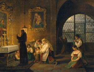 Das Innere einer italienischen Kirche by Johann Nepomuk Schodlberger Oil Painting