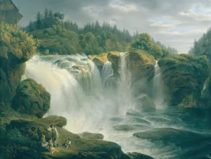 Der Traunfall bei Gmunden Oil painting by Johann Nepomuk Schodlberger