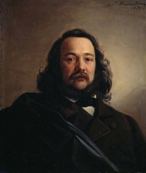 Portrait of Ferdinand Freiligrath by Johann Peter Hasenclever Oil Painting