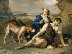 Arindal and Daura by Johann Peter Krafft Oil Painting