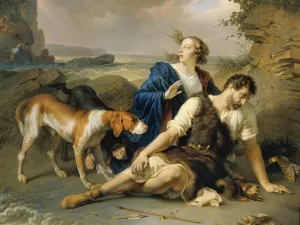 Arindal and Daura by Johann Peter Krafft Oil Painting