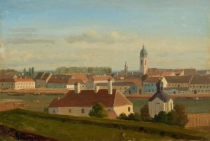 Blick uber den Donaukanal zur Leopoldstadt by Johann Peter Krafft Oil Painting