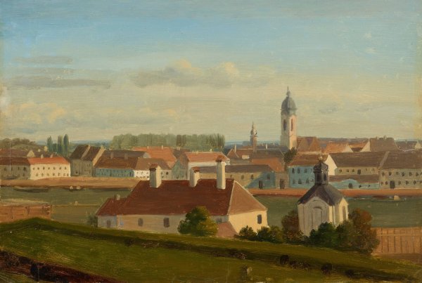 Main Product Photo of Blick uber den Donaukanal zur Leopoldstadt  Painting by Johann Peter Krafft