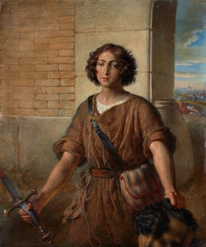 David with the Head of Goliath by Johann Peter Krafft Oil Painting