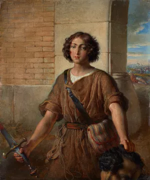 David with the Head of Goliath by Johann Peter Krafft Oil Painting
