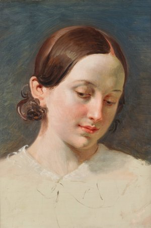 Kopf eines Madchens mit braunem Haar by Johann Peter Krafft Oil Painting