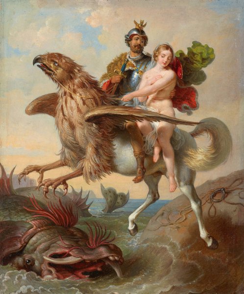 Rudiger und Angelica  by Johann Peter Krafft - Hand-Painted Oil Painting Reproduction
