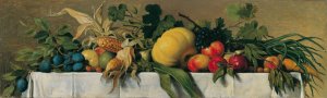 Stillleben mit Obst und Gemuse auf weisem Tischtuch by Johann Peter Krafft Oil Painting