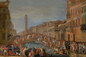 A View Of The Ponte Dei Pugni by Johann Richter Oil Painting