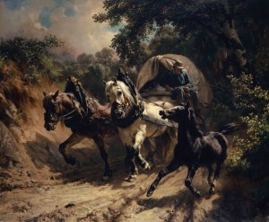 Messenger Carriage in a Hollow Way by Johann Rudolf Koller Oil Painting