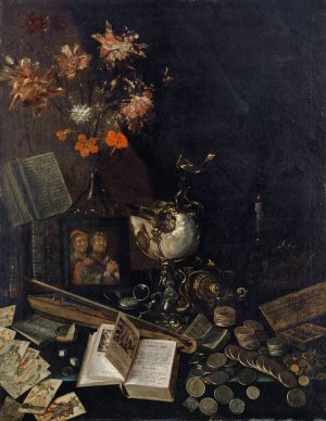 Vanitas Still Life by Johann Rudolf Loutherburg Oil Painting