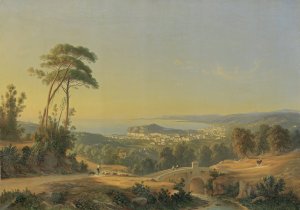 View To The Bay Of Pozzuoli by Johann-Rudolph Buhlmann Oil Painting