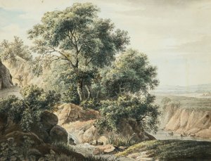 Italian Landscape by Johann Schilbach Oil Painting
