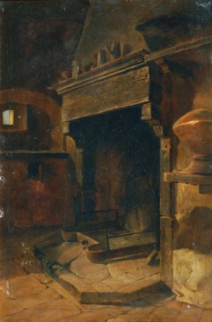 Interieur mit Kamin by Johann Till Oil Painting