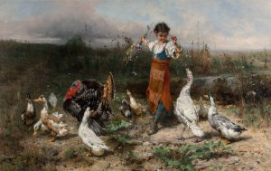 The Little Goose Girl by Johann Till Oil Painting