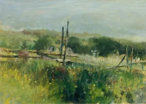 Wiese mit Zaun by Johann Till Oil Painting