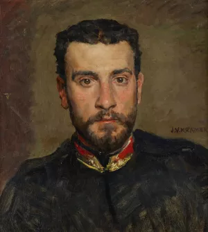 Selbstbildnis by Johann Victor Kramer Oil Painting