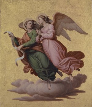 Two Angels Floating by Johann Von Schraudolph Oil Painting