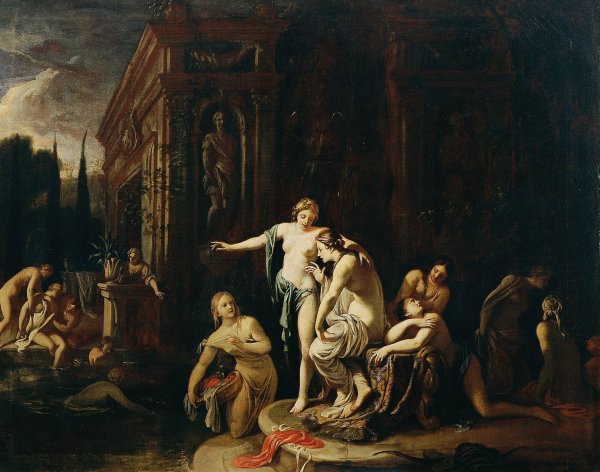 Main Product Photo of Diana und Kallisto im Bade  Painting by Johann Von Spillenberger