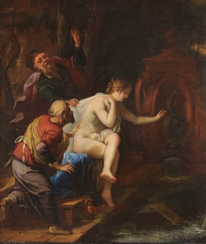 Susanna und die beiden Alten by Johann Von Spillenberger Oil Painting