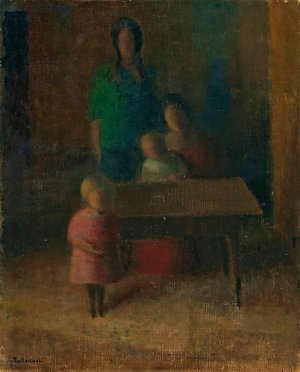 Familie Am Tisch by Johann Von Tscharner Oil Painting