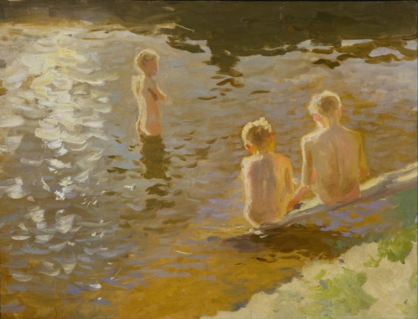 Main Product Photo of Boys Bathing Painting by Johann Walter-Kurau