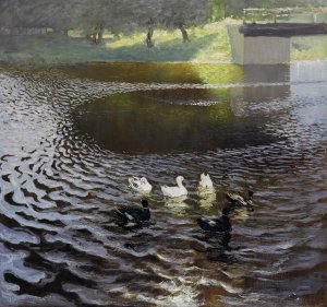 Ducks by Johann Walter-Kurau Oil Painting