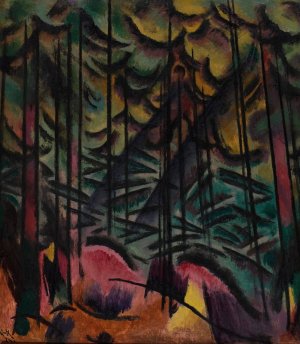 Expressive Firs by Johann Walter-Kurau Oil Painting