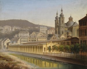 Blick auf Karlsbad by Johann Wilhelm Jankowski Oil Painting